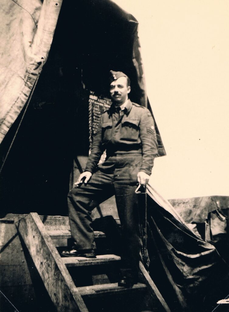Fl Sgt John Henry "Chiefy" Adcock led the 100-plus ground crew personnel of 6197 Servicing Echelon from April 1944 to August 1945. He went on to become a Squadron leader and retired in 1962